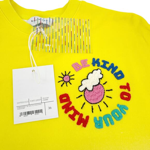MIRA MIKATI Embroidered "Be Kind to Your Mind" Sweatshirt S - Picture 8 of 12